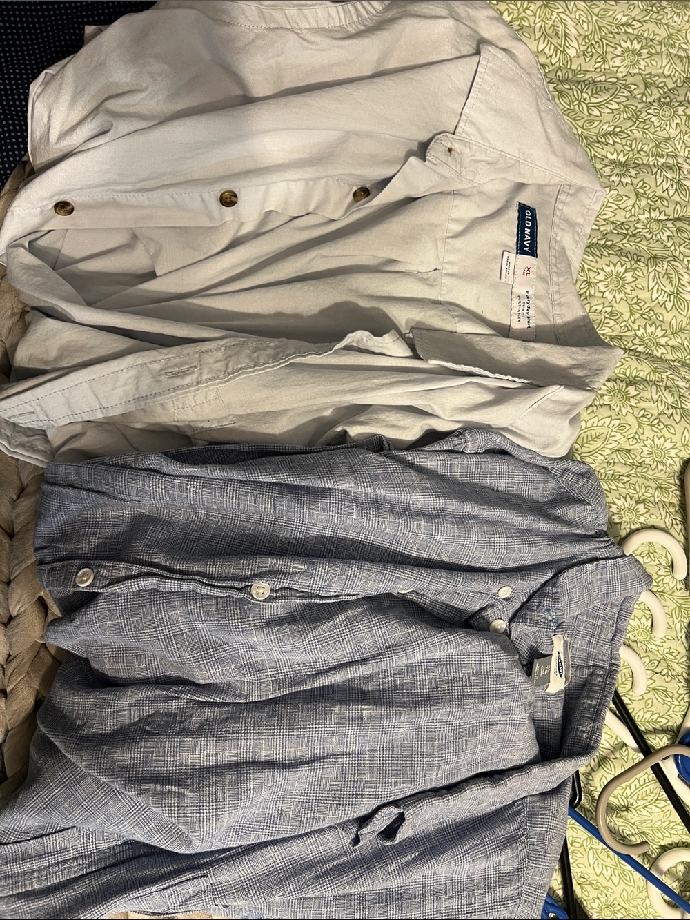 Old Navy Men’s Blue Long-Sleeve Button-Down Shirt Bundle slim fit